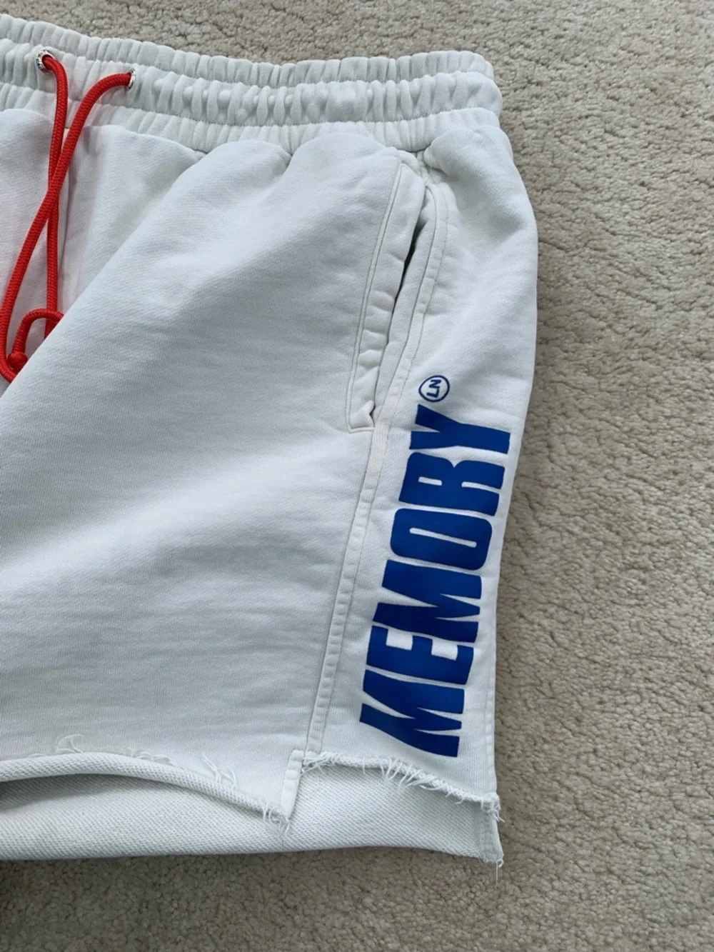 Memory Lane LA Men’s Size Large White Logo Raw Edge Streetwear Sweat Shorts